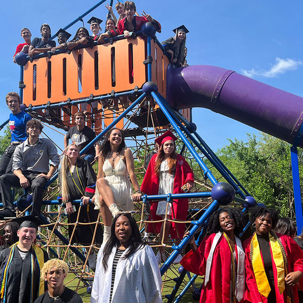 Graduates on playground